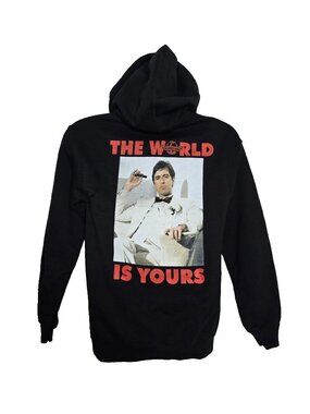 Scarface Graphic Hoodie Black Tony Montana The World Is Yours NEW Small